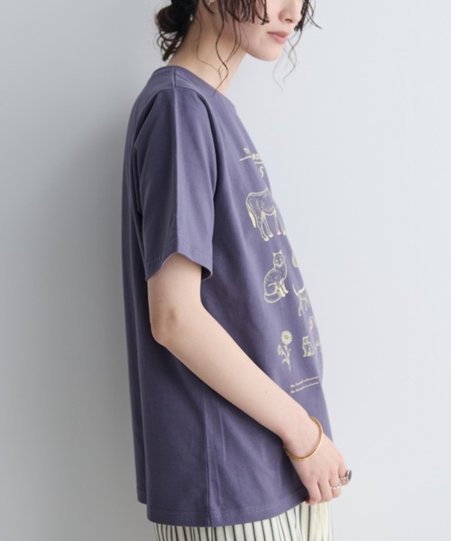 MERLOT(メルロー)の「アニマルイラストTシャツ(Tシャツ/カットソー・レディース・ネイビー/オフホワイト・FREE)」の6枚目の写真