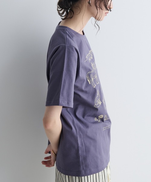 MERLOT(メルロー)の「アニマルイラストTシャツ(Tシャツ/カットソー・レディース・ネイビー/オフホワイト・FREE)」の5枚目の写真