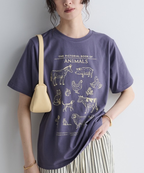 MERLOT(メルロー)の「アニマルイラストTシャツ(Tシャツ/カットソー・レディース・ネイビー/オフホワイト・FREE)」の4枚目の写真