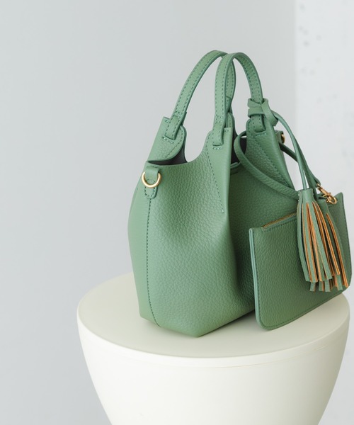 RODE SKO（ロデスコ）の「ポーチ付タックミニショルダーバッグ（ショルダーバッグ・レディース・ブラック/オレンジ/アイボリー/グレー/ミント・ONE）」の14枚目の写真