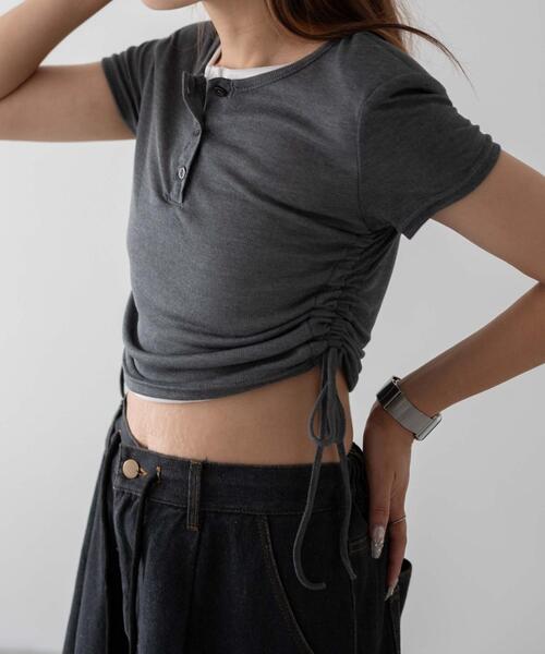 dispark（ディスパーク）の「DISPARK/サイドギャザーアンサンブル風T（アンサンブル・レディース・グレー/ブラック・FREE）」の9枚目の写真