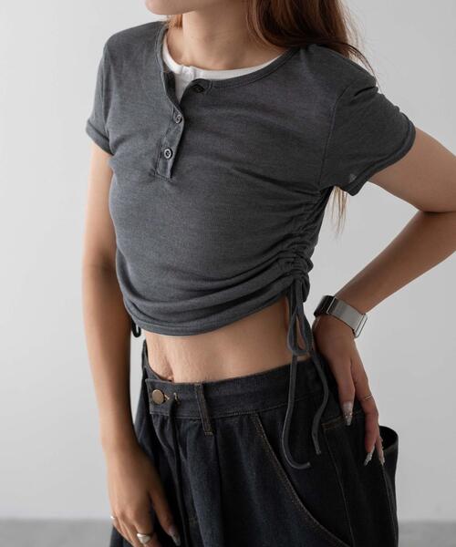 dispark（ディスパーク）の「DISPARK/サイドギャザーアンサンブル風T（アンサンブル・レディース・グレー/ブラック・FREE）」の10枚目の写真