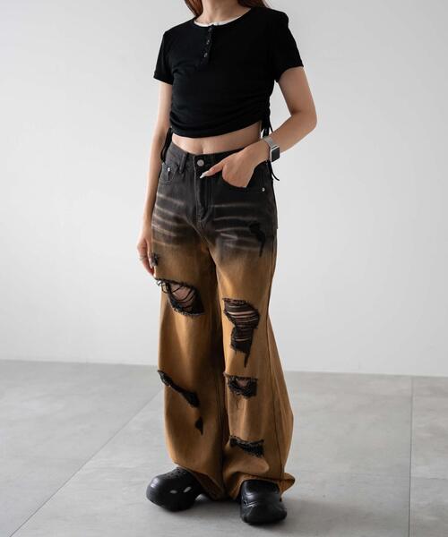 dispark（ディスパーク）の「DISPARK/サイドギャザーアンサンブル風T（アンサンブル・レディース・グレー/ブラック・FREE）」の8枚目の写真