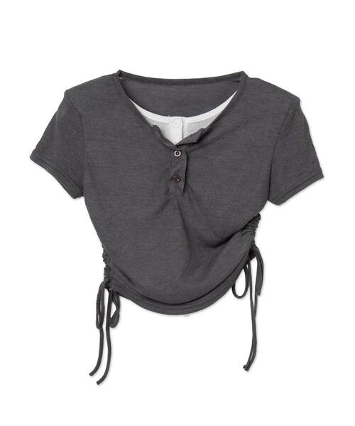 dispark（ディスパーク）の「DISPARK/サイドギャザーアンサンブル風T（アンサンブル・レディース・グレー/ブラック・FREE）」の13枚目の写真