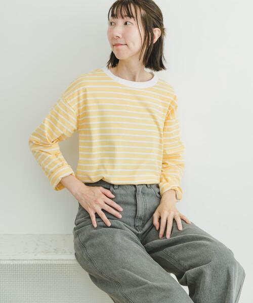 ITEMS URBANRESEARCH（アイテムズ アーバンリサーチ）の「ボーダーロングTシャツ（Tシャツ/カットソー・レディース・ピンク/ブルー/イエロー/ブラック・FREE）」の18枚目の写真