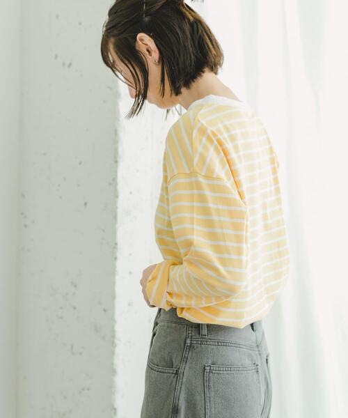 ITEMS URBANRESEARCH（アイテムズ アーバンリサーチ）の「ボーダーロングTシャツ（Tシャツ/カットソー・レディース・ピンク/ブルー/イエロー/ブラック・FREE）」の20枚目の写真