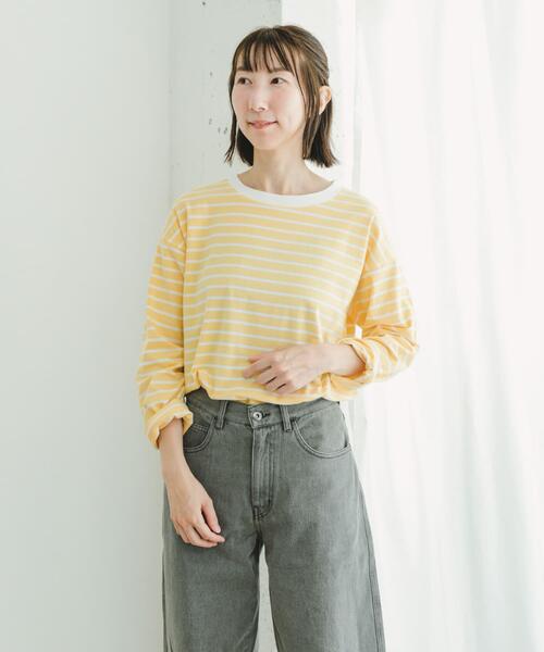 セール】ボーダーロングTシャツ（Tシャツ/カットソー）｜ITEMS