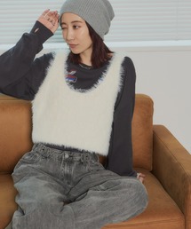 Auntie Rosa Holiday | クロップドシャギーニットベスト(ベスト)