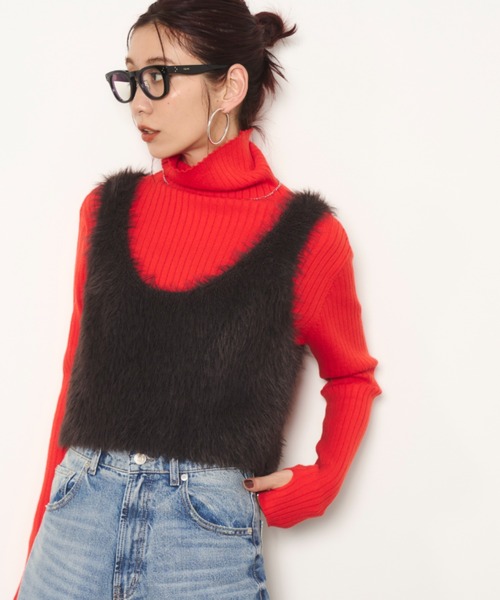 Auntie Rosa Holiday(アンティローザホリデー)の「クロップドシャギーニットベスト(ベスト・レディース・オフホワイト/ブラウン・FREE)」の18枚目の写真