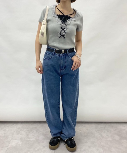 mebole(メボレ)の「フェイクツーピースレースリボントップス(Tシャツ/カットソー・レディース・グレー/ブルー・FREE)」の14枚目の写真