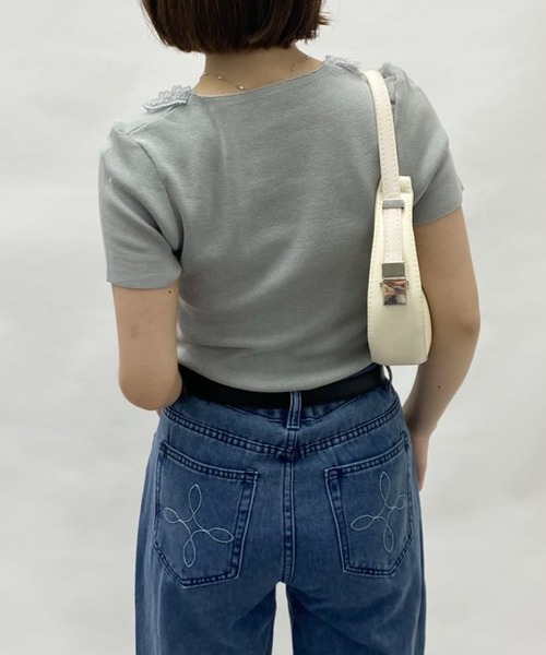 mebole(メボレ)の「フェイクツーピースレースリボントップス(Tシャツ/カットソー・レディース・グレー/ブルー・FREE)」の11枚目の写真