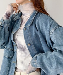 shirring mellow sheer tops／袖シャーリング タイダイ柄 メロウハイネックシアーインナートップス
