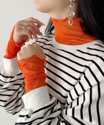 shirring mellow sheer tops／袖シャーリング タイダイ柄 メロウハイネックシアーインナートップス