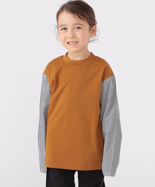 【セール】SHIPS KIDS:100～130cm / パターン 切替 長袖 TEE（Tシャツ/カットソー）｜SHIPS（シップス）