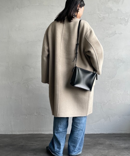 ルグラジック /ノーカラー/ウールコート LE GLAZIK/ル グラジック] リバーシブル ノーカラーウールコート