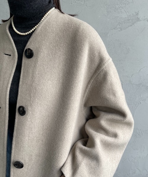 LE GLAZIK（ルグラジック）の「[LE GLAZIK/ル グラジック] リバーシブル ノーカラーウールコート（ノーカラーコート・レディース・ネイビー/ベージュ/チャコール・36）」の16枚目の写真