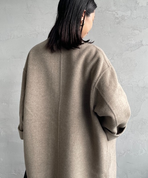 LE GLAZIK ベージュ ノーカラーコート ステンカラーコート LE GLAZIK（ルグラジック）の「LE GLAZIK | 中綿ロングコート