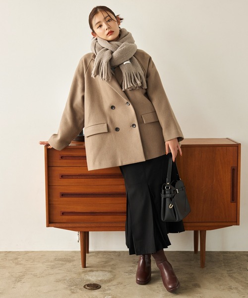 mysty woman（ミスティウーマン）の「ミドルテーラージャコット  143347（その他アウター・レディース・モカ/アイボリー/ブラック・FREE）」の12枚目の写真