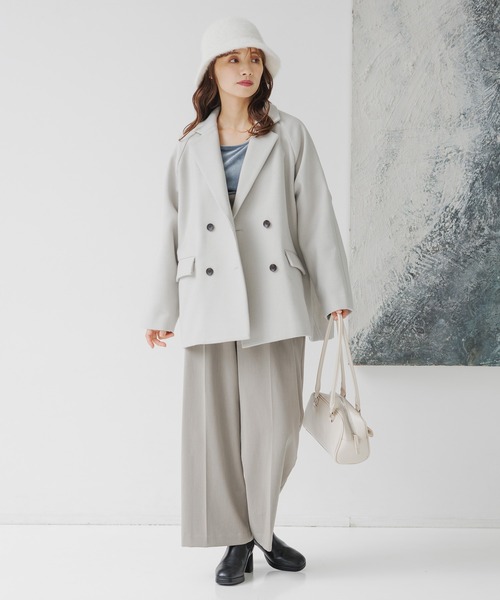 mysty woman（ミスティウーマン）の「ミドルテーラージャコット  143347（その他アウター・レディース・モカ/アイボリー/ブラック・FREE）」の14枚目の写真