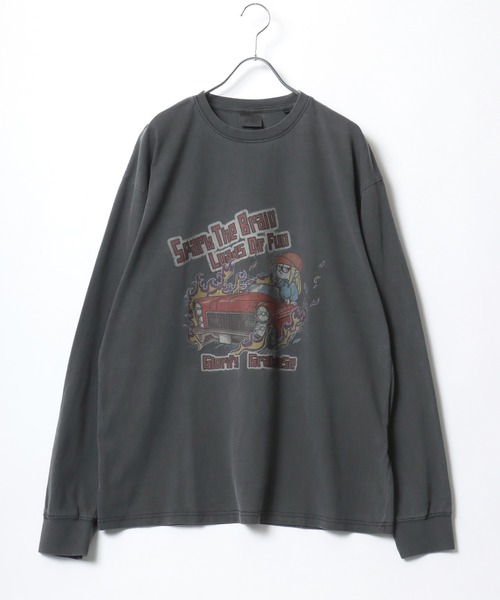 MRU（エムアールユー）の「MRU/エムアールユー ヴィンテージライク ピグメント加工 オーバーサイズ ロンT 長袖 レディース メンズ（Tシャツ/カットソー・メンズ・ブラック系その他/ブラウン系その他/ブラック系その他3/ブラック系その他2/ブラック/モカ・L/M/LL）」の22枚目の写真