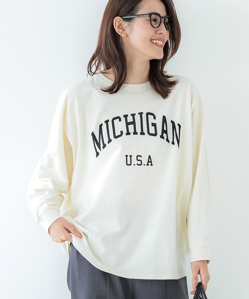 ドルマン袖ロゴトップス レギュラーオンスコットン（Tシャツ