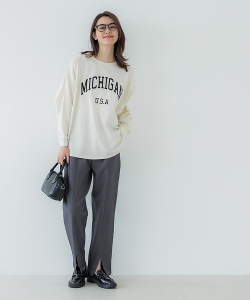 coca(coca)(コカ)の「ドルマン袖ロゴトップス レギュラーオンスコットン(Tシャツ/カットソー・レディース・アイボリー/チャコール・M/L)」の3枚目の写真