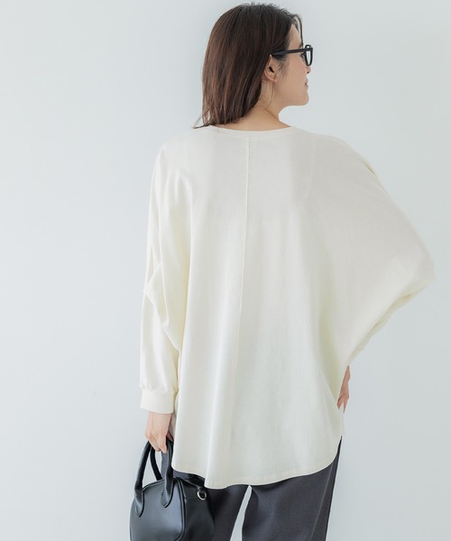 coca(coca)(コカ)の「ドルマン袖ロゴトップス レギュラーオンスコットン(Tシャツ/カットソー・レディース・アイボリー/チャコール・M/L)」の6枚目の写真