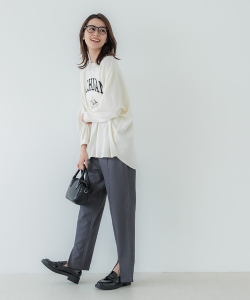 coca(coca)(コカ)の「ドルマン袖ロゴトップス レギュラーオンスコットン(Tシャツ/カットソー・レディース・アイボリー/チャコール・M/L)」の5枚目の写真