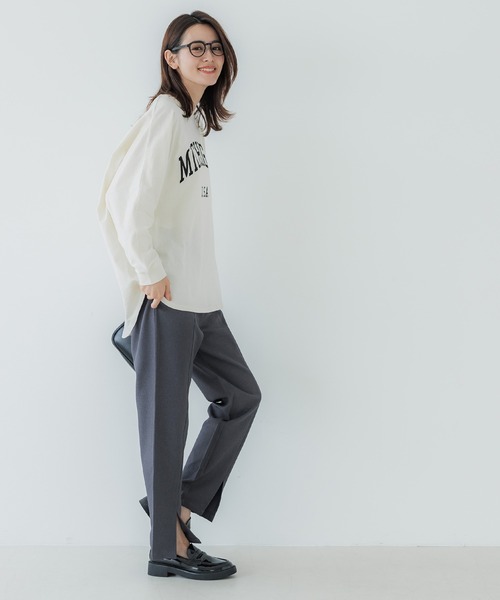 coca(coca)(コカ)の「ドルマン袖ロゴトップス レギュラーオンスコットン(Tシャツ/カットソー・レディース・アイボリー/チャコール・M/L)」の7枚目の写真