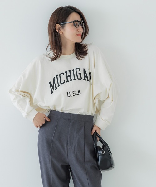 coca(coca)(コカ)の「ドルマン袖ロゴトップス レギュラーオンスコットン(Tシャツ/カットソー・レディース・アイボリー/チャコール・M/L)」の8枚目の写真