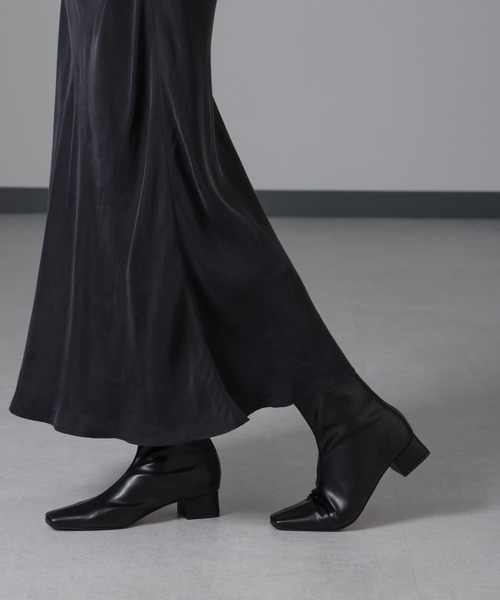 【セール】ストレッチスクエアトゥショートブーツ（ブーツ）｜nano･universe（ナノユニバース）