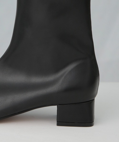 セール】ストレッチスクエアトゥショートブーツ（ブーツ）｜NANO