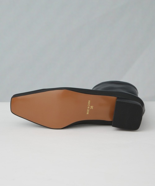 NANO universe(ナノユニバース)の「ストレッチスクエアトゥショートブーツ(ブーツ・レディース・ブラック/ベージュ・36/37/38)」の9枚目の写真