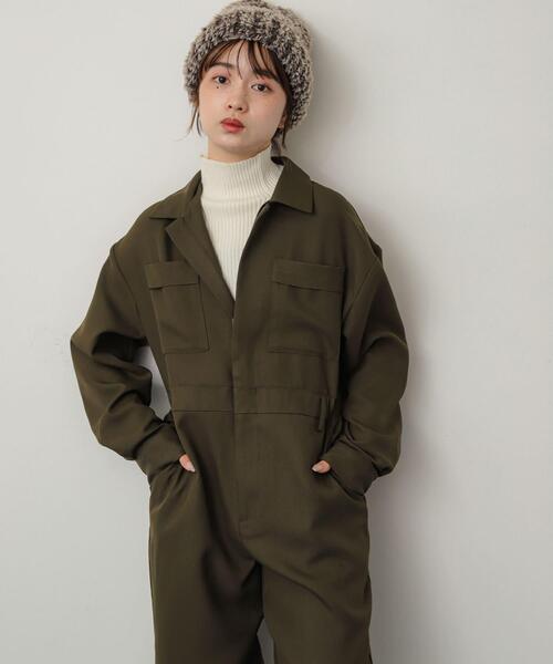 SENSE OF PLACE by URBAN RESEARCH（センスオブプレイスバイアーバンリサーチ）の「『別注』さらさ×SENSE OF PLACE　ソフトツイルジャンプスーツ（サロペット/オーバーオール・レディース・ブラック/カーキ/ピンク・SMALL/MEDIUM）」の10枚目の写真