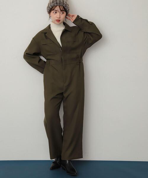 SENSE OF PLACE by URBAN RESEARCH（センスオブプレイスバイアーバンリサーチ）の「『別注』さらさ×SENSE OF PLACE　ソフトツイルジャンプスーツ（サロペット/オーバーオール・レディース・ブラック/カーキ/ピンク・SMALL/MEDIUM）」の11枚目の写真