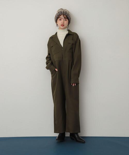 SENSE OF PLACE by URBAN RESEARCH（センスオブプレイスバイアーバンリサーチ）の「『別注』さらさ×SENSE OF PLACE　ソフトツイルジャンプスーツ（サロペット/オーバーオール・レディース・ブラック/カーキ/ピンク・SMALL/MEDIUM）」の12枚目の写真