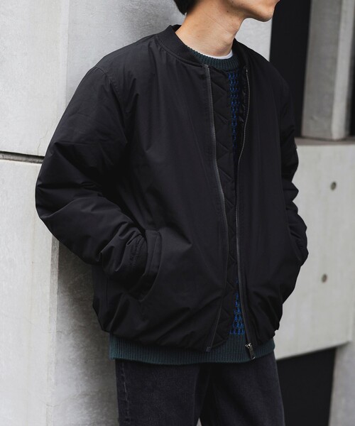 BEAMS HEART(ビームスハート)の「ソリッド タフタ MA-1(ライダースジャケット・メンズ・オリーブ/ブラック・LARGE/MEDIUM/SMALL)」の6枚目の写真