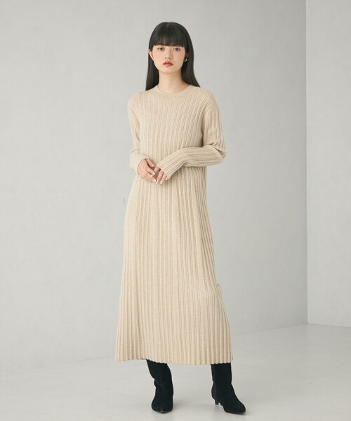 EMMEL REFINES（エメルリファインズ）の「＜EMMEL REFINES＞EM バックリボン ニットワンピース（ワンピース・レディース・ナチュラル/ダークグレー・FREE）」の8枚目の写真