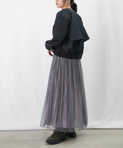 LUCA/LADY LUCK LUCA（ルカ/レディラックルカ）の「LC/LLL 玉虫シャンブレーギャザーブルゾン / バックフレアショートブルゾン【セットアップ着用可】（ブルゾン・レディース・ブラック/ブラウン・FREE）」の22枚目の写真