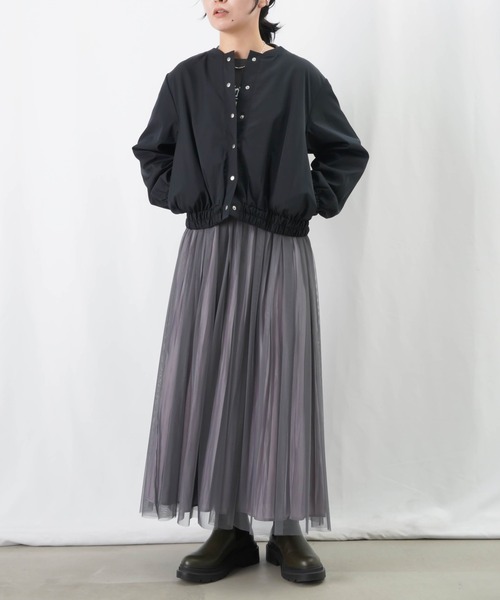 LUCA/LADY LUCK LUCA（ルカ/レディラックルカ）の「LC/LLL 玉虫シャンブレーギャザーブルゾン / バックフレアショートブルゾン【セットアップ着用可】（ブルゾン・レディース・ブラック/ブラウン・FREE）」の5枚目の写真