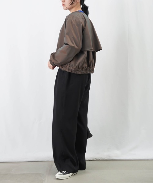 LUCA/LADY LUCK LUCA（ルカ/レディラックルカ）の「LC/LLL 玉虫シャンブレーギャザーブルゾン / バックフレアショートブルゾン【セットアップ着用可】（ブルゾン・レディース・ブラック/ブラウン・FREE）」の9枚目の写真