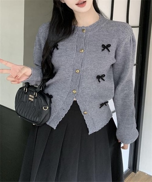 FREE STYLISTS（フリー スタイリスト）の「リボンモチーフカーディガン（カーディガン/ボレロ・レディース・ホワイト/ブラック/グレー/レッド/ピンク/ライトベージュ・FREE）」の22枚目の写真