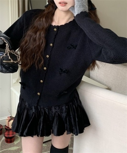 FREE STYLISTS（フリー スタイリスト）の「リボンモチーフカーディガン（カーディガン/ボレロ・レディース・ホワイト/ブラック/グレー/レッド/ピンク/ライトベージュ・FREE）」の14枚目の写真