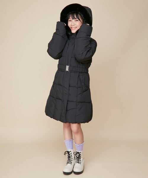 JENNI love（ジェニィラブ）の「【フード取り外し可能・はっ水加工】エコダウンベルト付きロングコート（その他アウター・キッズ・ベージュ/ブラック・130cm/140cm/160cm/150cm）」の12枚目の写真