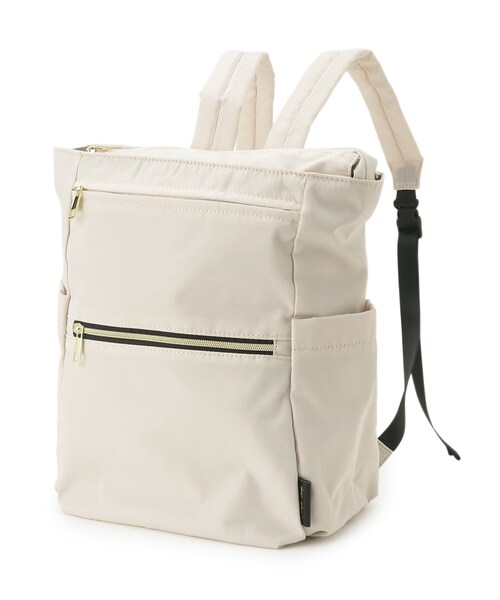 ITS'DEMO（イッツデモ）の「◆【キャリーオン可／6ポケット】撥水ポリ2WAYリュック型トート（バックパック/リュック・レディース・アイボリー/ブラック/ナチュラル・00）」の4枚目の写真