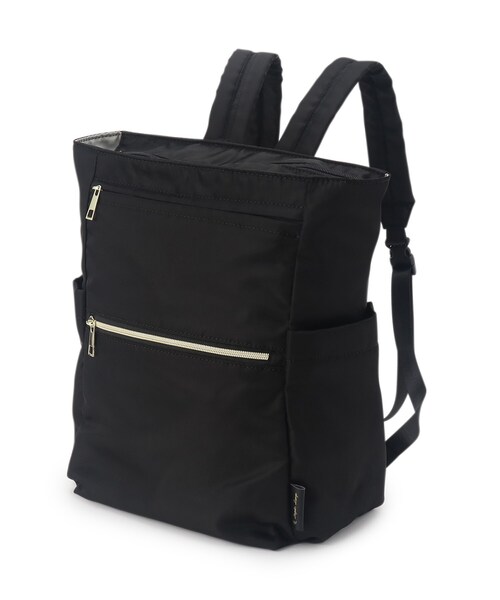 ITS'DEMO（イッツデモ）の「◆【キャリーオン可／6ポケット】撥水ポリ2WAYリュック型トート（バックパック/リュック・レディース・アイボリー/ブラック/ナチュラル・00）」の12枚目の写真