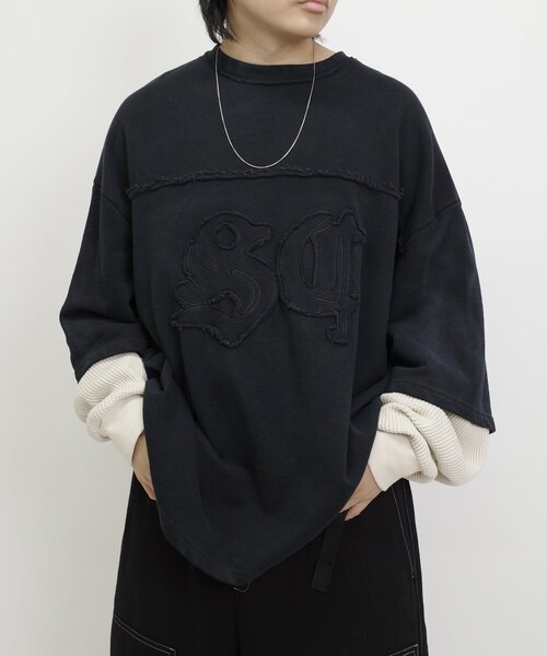 Sourcream（サワークリーム）の「【Sourcream/サワークリーム】フットボールパッチレイヤードスウェット（スウェット・レディース・ブラウン/ブラック・FREE）」の7枚目の写真
