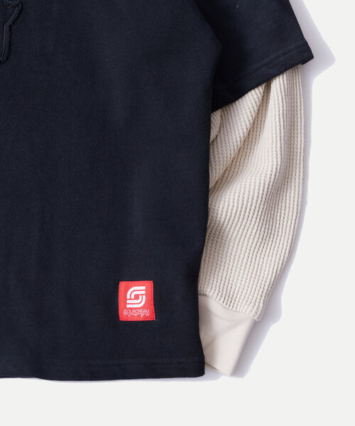 Sourcream（サワークリーム）の「【Sourcream/サワークリーム】フットボールパッチレイヤードスウェット（スウェット・レディース・ブラウン/ブラック・FREE）」の13枚目の写真