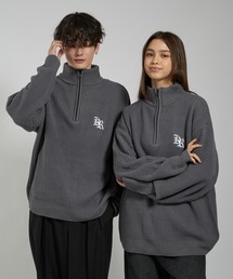 【即完Mサイズ❗️】Stone  グレーハーフジップ アップニットM ハーフジップ」に該当するニット/セーター（グレー/灰色系・無地