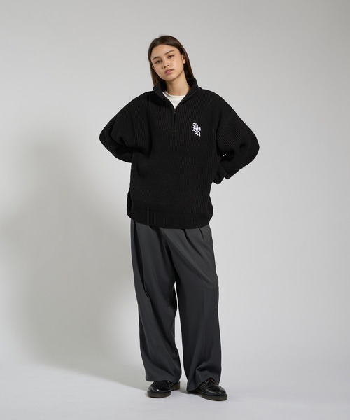 セール】LOGO VOLUME HALF ZIP KNIT/ロゴボリュームハーフジップニット
